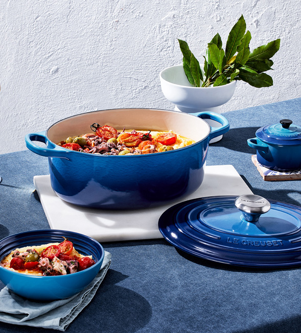 Creamy Polenta with Pickled Squid